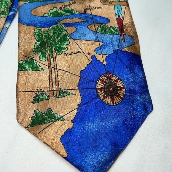 Mens silk Pierre Balmain Amazon graphic colorful tie - Picture 2 of 4